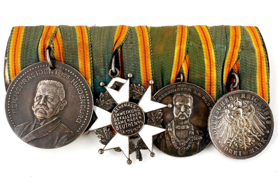A Bar of 4 German 1913 to 1926 Shooting Award Officer's Medals.: A Bar of 4 German 1913 to 1926 Shooting Award Officer's Medals. Detailed condition reports are not included in this catalog. For additional information, including condition reports, please contact us 