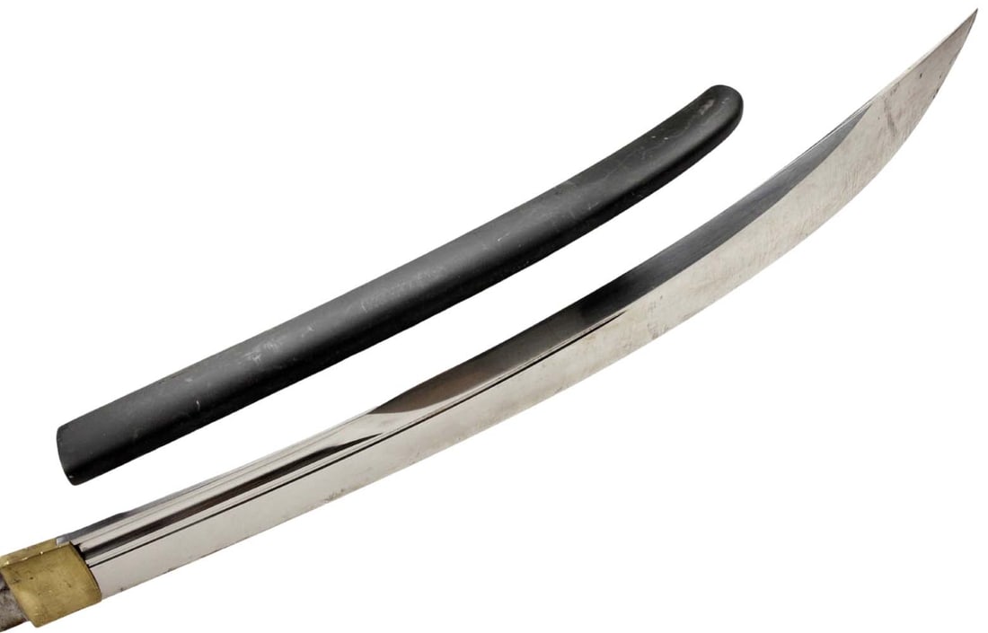 Large Antique Japanese Samurai NAGINATA Polearm Sword Blade with Wood Scabbard, Long Tang in Need of (1 of 20)