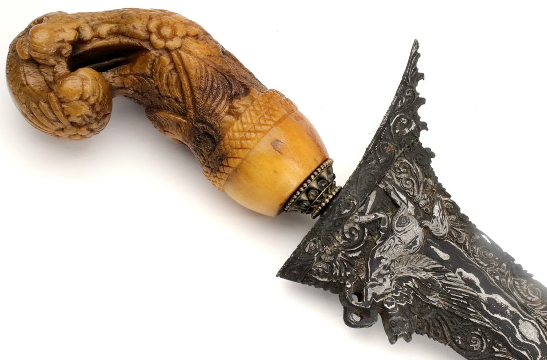 Fine & Rare Indonesian KERIS Dagger ~ Exquisite Carved Damascus Blade with Winged Horse ~ Fine (1 of 20)