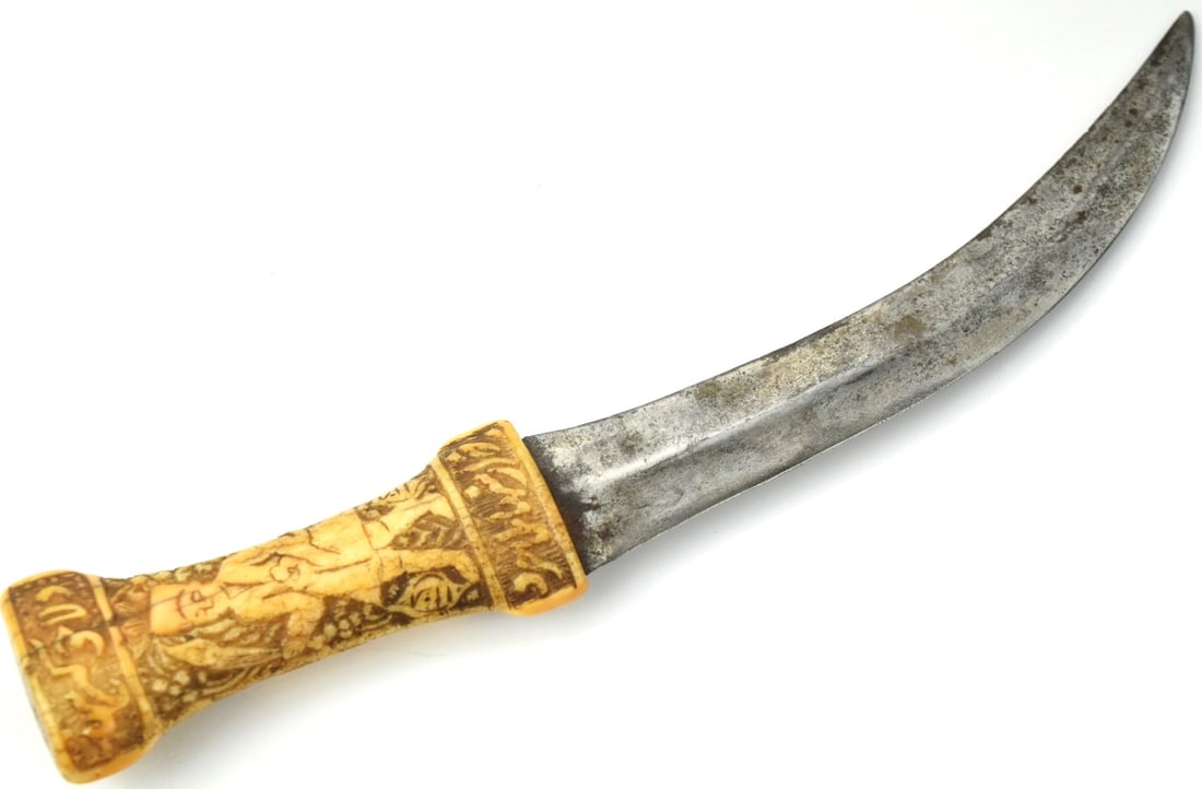 Good 18th C. Persian QAJAR Dynasty KHANJAR Dagger with Fine Carved Grips, Blade is Most Likely of (1 of 13)