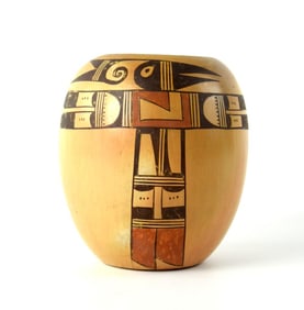 Old Native American Hopi Indian Pottery Thunderbird Vessel