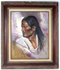 American Cyrus Afsary Indian Man Portrait Painting
