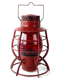 Dietz No. 39 Steel Clad Railroad Lantern New York U.S.A. With Red Globe