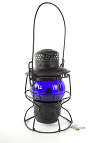 Adlake Rock Island Railroad Lantern With Blue Globe