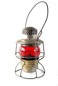 Antique Chesapeake And Ohio Adlake  Red Globe Railroad Lantern