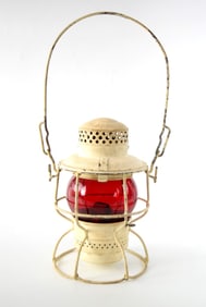 Atchison, Topeka and Santa Fe Railway Lantern With Red Globe