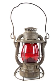 Rare Delaware, Lackawanna and Western Railroad Red Globe Lantern