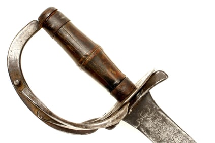 GOOD 18TH-19TH C. MEXICAN CAVALRY BATTLE SWORD WITH STRONG IRON MOUNTS