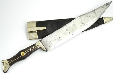 Extra Large Early 19th C. Bowie Knife with Enscribed Blade