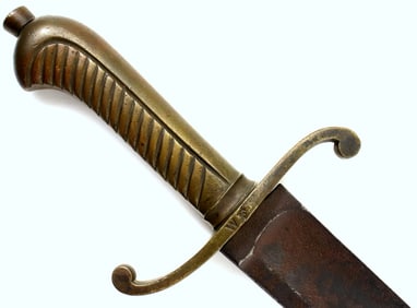 SCARCE 19TH C. GERMAN JAGER'S SIDEARM SHORT SWORD WITH MASSIVE BLADE.