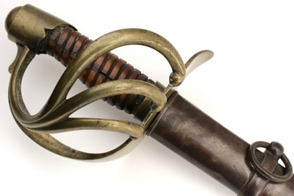 Rare Napoleonic Era French or German Massive Cuirassier Palache Sword, Maker Marked Blade and Hilt.