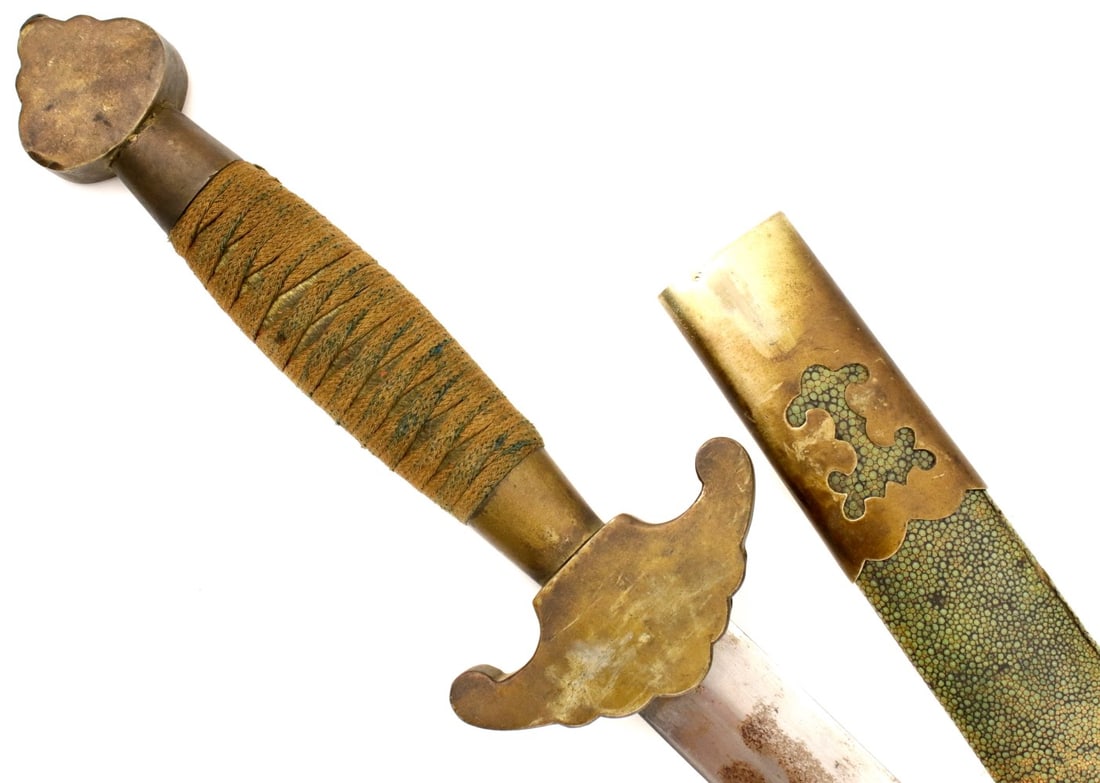 Very Good 19th C. to Boxer Rebellion era Chinese Warrior's Long JIAN Battle Sword in Fine Dyed (1 of 14)