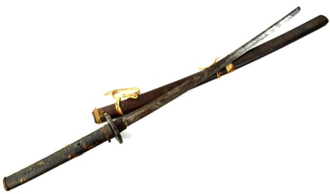 Large Antique Japanese Samurai or Korean KATANA Battle Sword with Early Iron Mounts, Koto or Shinto
