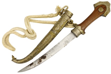 Antique Moroccan Islamic Arabic Arab KOUMIYA Dagger with Original Braid Cord.