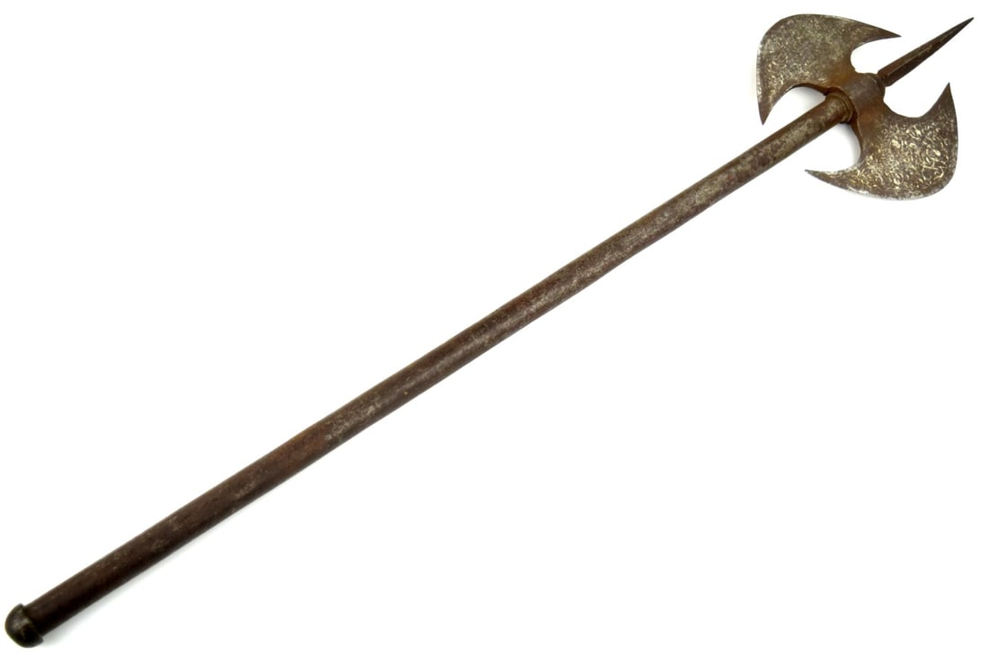 Antique Islamic Mughal Indian Double-headed Fighting Axe with Silver Inlaid Decorations. (1 of 13)