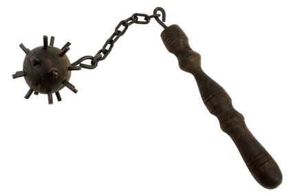 Victorian era Medieval Style Flail Mace of Hard Wood and Iron.