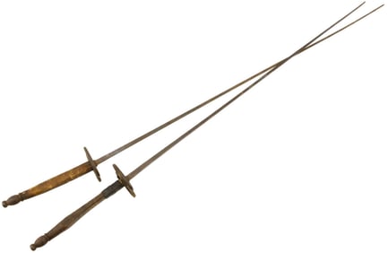 Set of Two Antique 19th C. German Made Fencing Foils Rapiers for American Market, Boston & New York