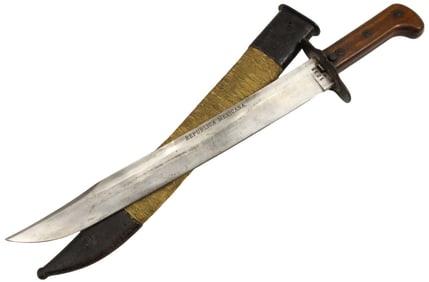 Rare Early 1900s Mexican Military MASSIVE Bowie Knife, Powerful Clip-point Blade Engraved