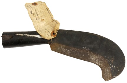 Antique American or European Iron Polearm Hook Bill Head with a Very Old Tag.