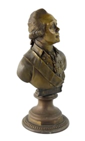 A Bust of Emperor PAUL I. Antique Russian Bronze Sculpture Figure.