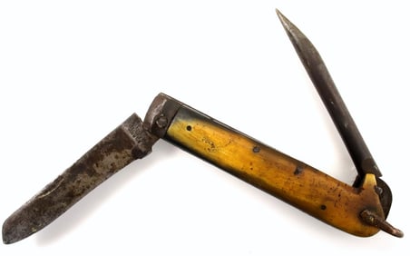 Rare War Department English Folding Knife by BURCH & Son Sheffield ~ American Civil War era.