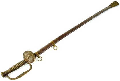 Scarce Model 1860 US Field & Staff Officer Sword for a Boy. Solid Brass Hilt Mounts with Patriotic