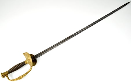 Scarce 19th C. French Officer's Sword with Special Order Spanish Toledo Blade. Nice Horn Grip.