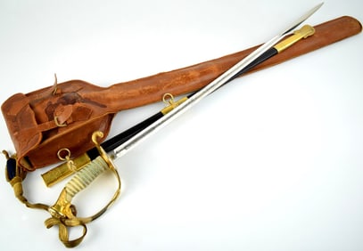 Good Complete M-1852 US NAvy Officer's Sword, Personalized to RICHARD CLARKE GAZLAY. Nice Gilt