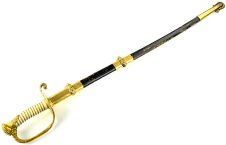 M-1852 US Navy Officer's Sword with Etched Blade & Nice Naval Motifs to Gilt Mounts.