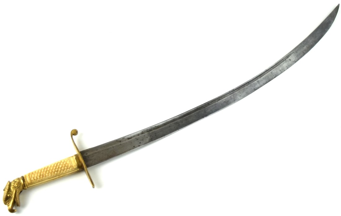 American Federal era US Officer's Eagle-head Sword, Circa 1830s-1840s. Engraved Blade, Nice Carved: American Federal era US Officer's Eagle-head Sword, Circa 1830s-1840s. Engraved Blade, Nice Carved Bone Grip & Gold Gilt Eagle Pommel. Total length (inside scabbard if present) : 33", Blade length : 2