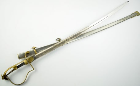 WW I era Ottoman Turkish Army Officer's Sword of German Manufacture. Nice Etched Blade Decorations