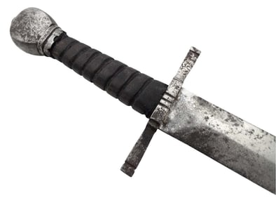 ANTIQUE FRENCH GERMAN SPANISH OR ITALIAN LEFT HAND DAGGER FOR RAPIER SWORD. IRON MOUNTS WITH