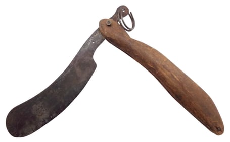 RARE ANTIQUE 19th C. GERMAN STORE SIGN OR BARBER SHOP DISPLAY GIGANTIC STRAIGHT RAZOR. BLADE WITH