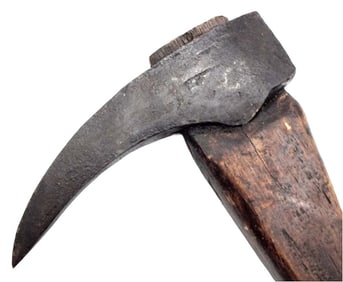 ANTIQUE 1830s-40s AMERICAN CALIFORNIA GOLD RUSH GOLD MINER MINING PICK AXE HAMMER, ORIGINAL WOOD