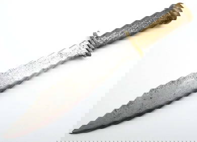 ANTIQUE AMERICAN CIVIL WAR SOLDIER MADE FIGHTING BOWIE KNIFE, POSSIBLY CONFEDERATE. SOLID BRASS HILT (1 of 9)