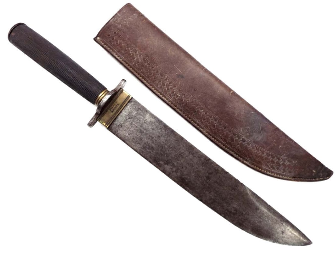 GREAT QUALITY ANTIQUE AMERICAN CIVIL WAR CONFEDERATE STYLE LARGE FIGHTING BOWIE KNIFE, STRUCK (1 of 20)