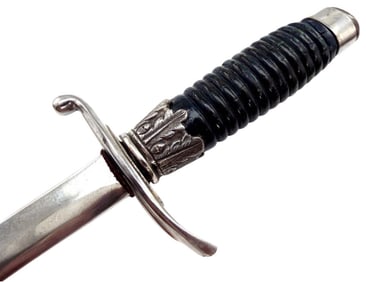 WW I - WW II GERMAN POLICE (?) OFFICER'S DIRK DAGGER FIGHTING KNIFE WITH NICKELED STEEL MOUNTS AND