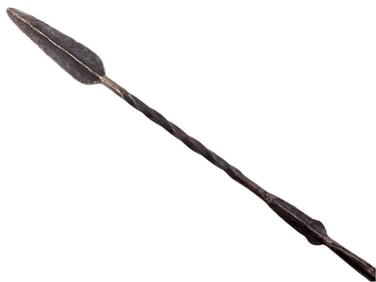 ANTIQUE VERY UNUSUAL AFRICAN MAASAI TRIBE TRIBAL WARRIOR'S LION HUNTING SPEAR. RARE EXAMPLE OF