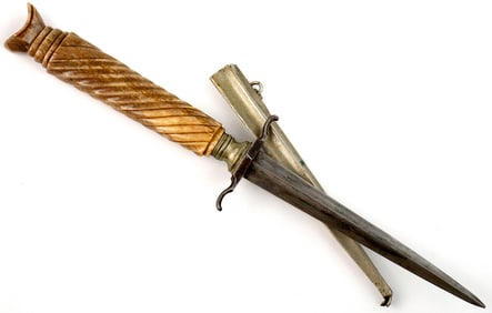VERY NICE ANTIQUE 18th-19th C. FRENCH PROSTITUTE LADY'S DAGGER DIRK, STRONG CRUCIFORM SECTION BLADE,