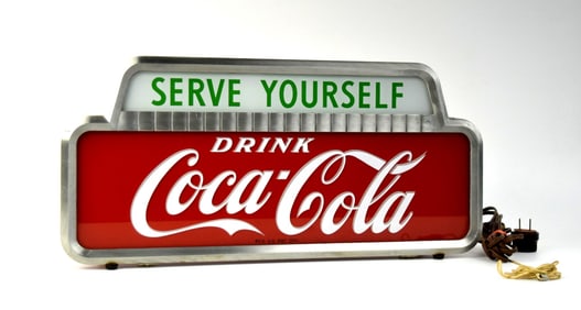 Vintage Drink Coca-Cola Serve Yourself Lighted Sign