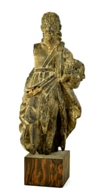 17/18th Century Spanish Colonial Saint Joseph Wood Carved Santo