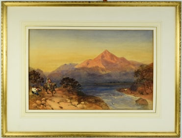 Vintage Chinese Framed Watercolor Painting