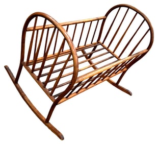 Antique Hickory Bentwood Baby Crib / Bed
