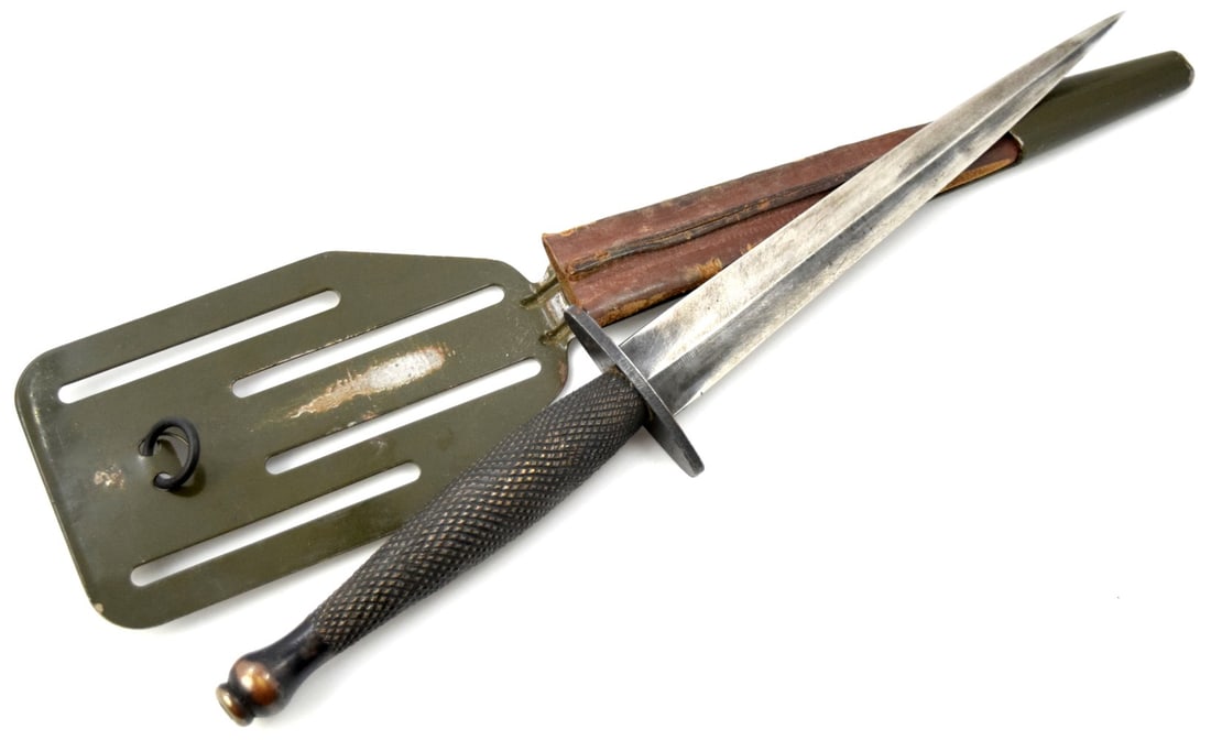 Rare US WWII OSS Stiletto Fighting Knife ? Pancake Flipper Scabbard (1 of 20)