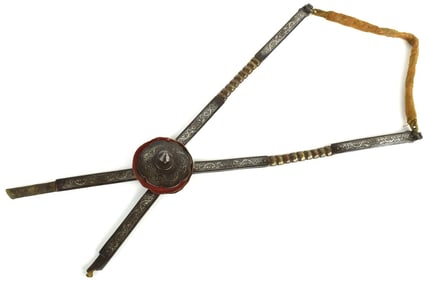 Antique Chinese Silver Inlaid Horse Bridle