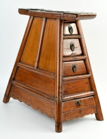 Antique Korean Barber Stool With Original Fittings