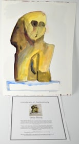 British Henry Spencer Moore Watercolor On Paper Painting COA