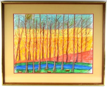 American German Wolf Kahn Pastel On Paper Painting