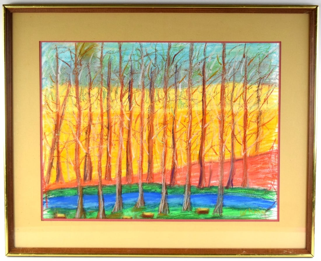 American German Wolf Kahn Pastel On Paper Painting: Very fine pastel on paper painting attributed to well listed American artist Wolf Kahn (1927-2020). Framed. Signed. Size: 25 1/8" x 31 1/4" Framed; 17 1/2" x 23 3/4" Unframed. Provenance: Private art