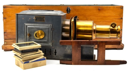 Antique Magic Lantern By Newton & Co With Glass Slides